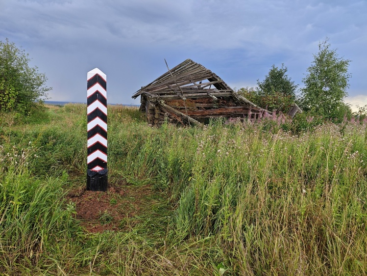 Верстовой столб в урочище Селище (59.95399° N, 55.21536° E)